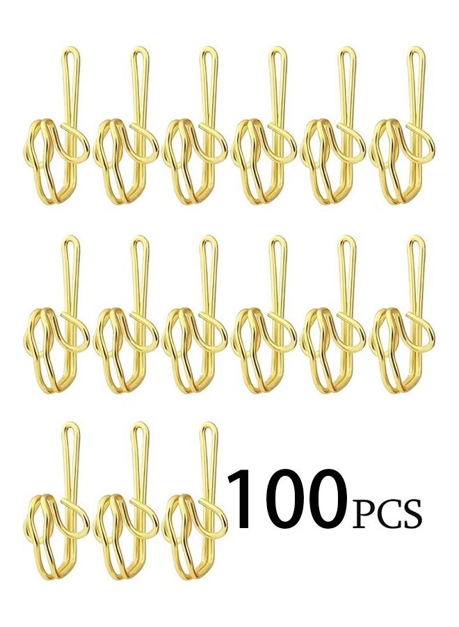Metal Curtain Hooks, 100Pcs Drapery Hook Pins Stainless Steel Pin-on Hooks for Window Curtain, Shower Curtain, Door Curtain - Gold - Image 1